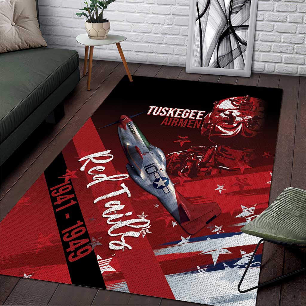 Tuskegee Airmen Red Tails Area Rug Straighten Up and Fly Right - Black Red - Wonder Print Shop