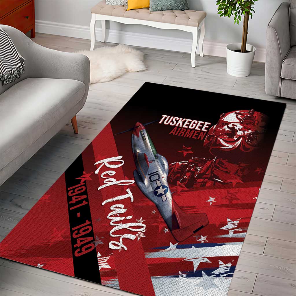 Tuskegee Airmen Red Tails Area Rug Straighten Up and Fly Right - Black Red - Wonder Print Shop