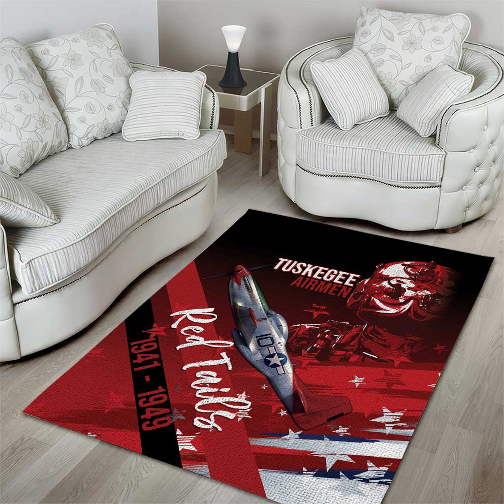 Tuskegee Airmen Red Tails Area Rug Straighten Up and Fly Right - Black Red - Wonder Print Shop