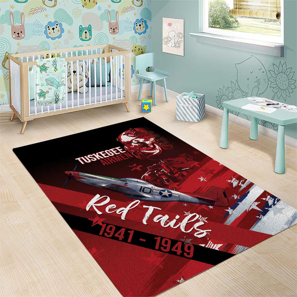 Tuskegee Airmen Red Tails Area Rug Straighten Up and Fly Right - Black Red - Wonder Print Shop