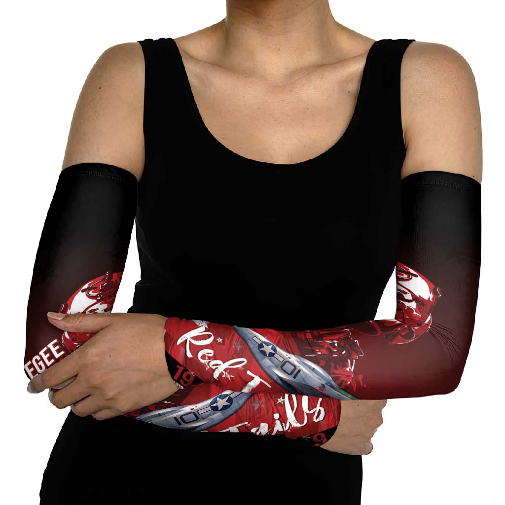 Tuskegee Airmen Red Tails Arm Sleeves Straighten Up and Fly Right - Black Red - Wonder Print Shop
