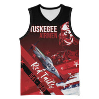 Tuskegee Airmen Red Tails Basketball Jersey Straighten Up and Fly Right - Black Red - Wonder Print Shop