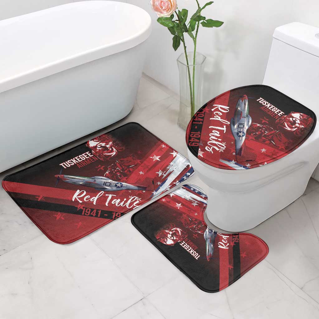Tuskegee Airmen Red Tails Bathroom Set Straighten Up and Fly Right - Black Red - Wonder Print Shop
