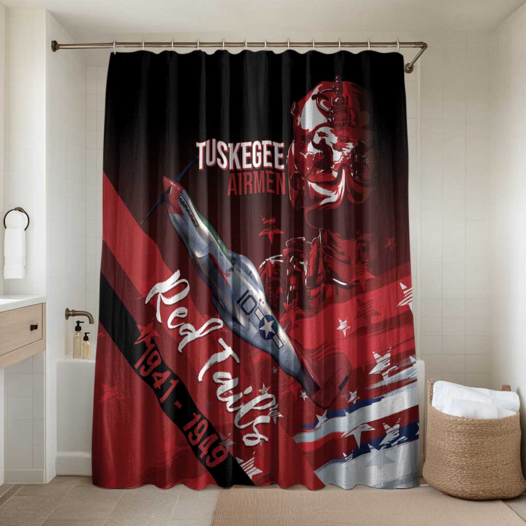 Tuskegee Airmen Red Tails Bathroom Set Straighten Up and Fly Right - Black Red - Wonder Print Shop