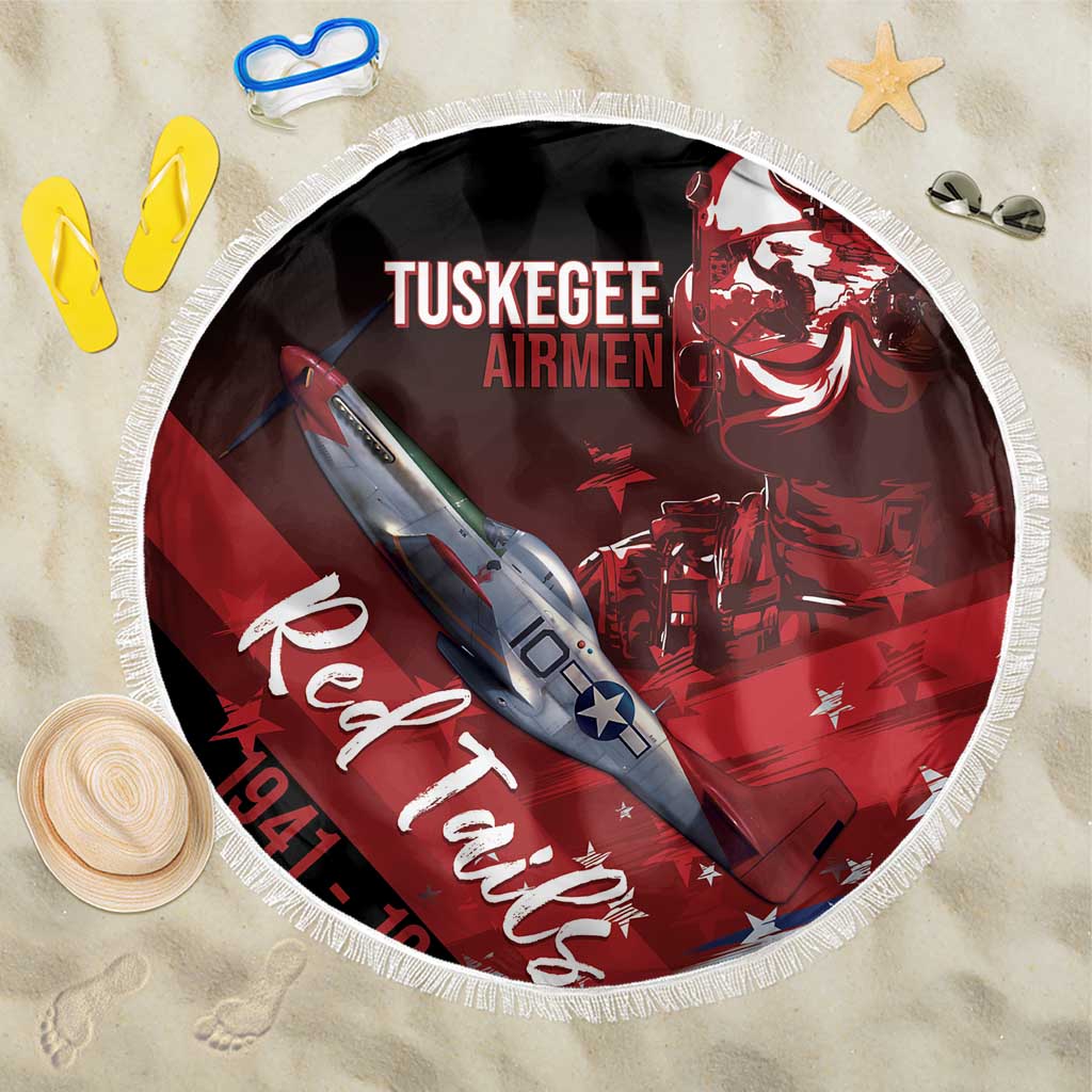 Tuskegee Airmen Red Tails Beach Blanket Straighten Up and Fly Right - Black Red - Wonder Print Shop
