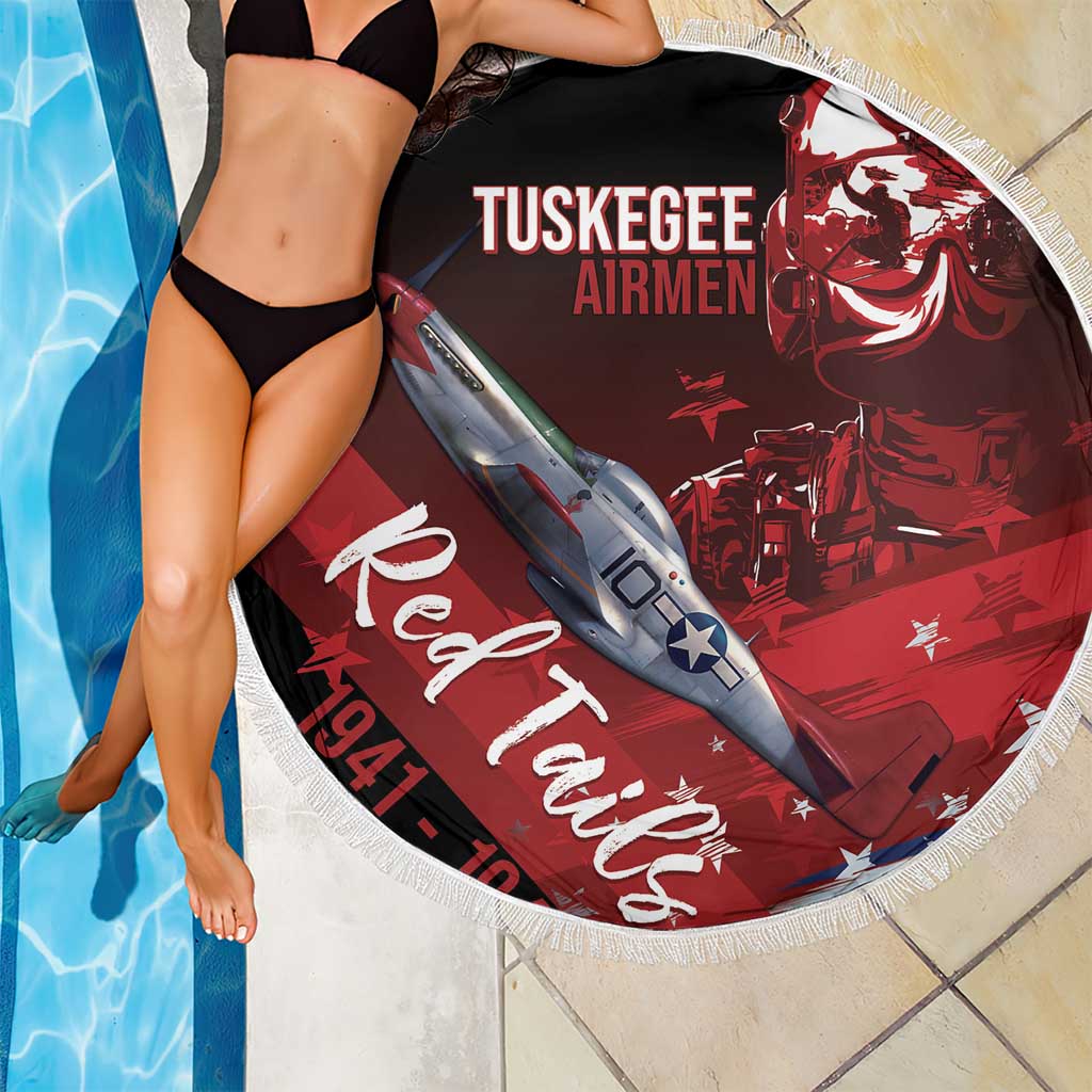 Tuskegee Airmen Red Tails Beach Blanket Straighten Up and Fly Right - Black Red - Wonder Print Shop