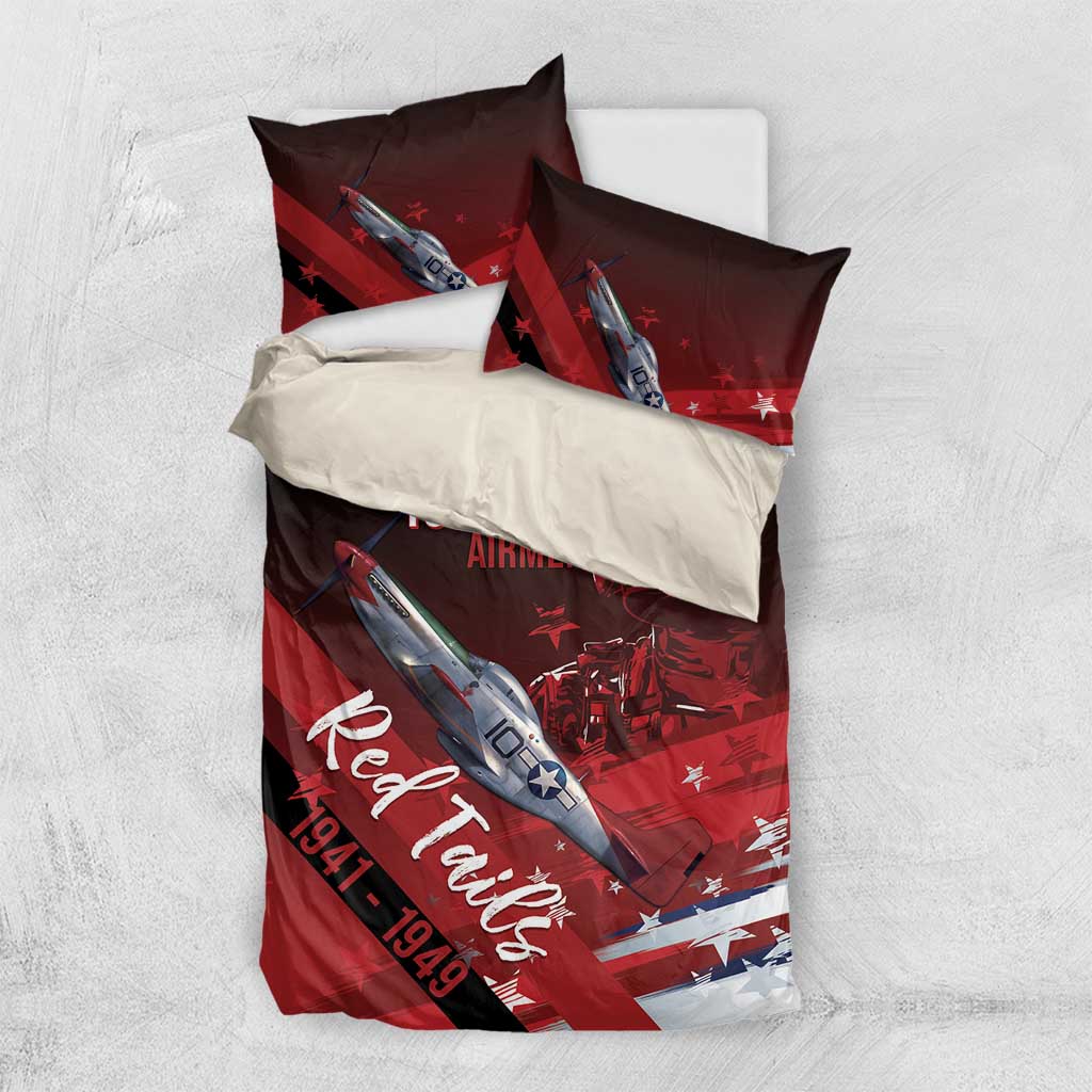Tuskegee Airmen Red Tails Bedding Set Straighten Up and Fly Right - Black Red - Wonder Print Shop