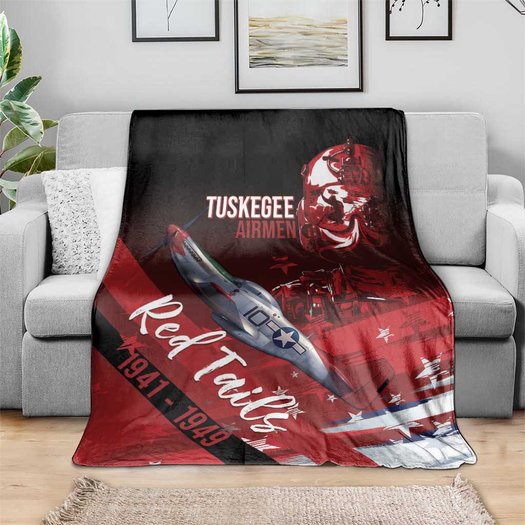 Tuskegee Airmen Red Tails Blanket Straighten Up and Fly Right - Black Red - Wonder Print Shop