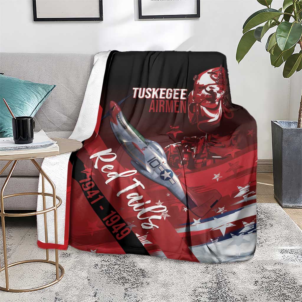 Tuskegee Airmen Red Tails Blanket Straighten Up and Fly Right - Black Red - Wonder Print Shop