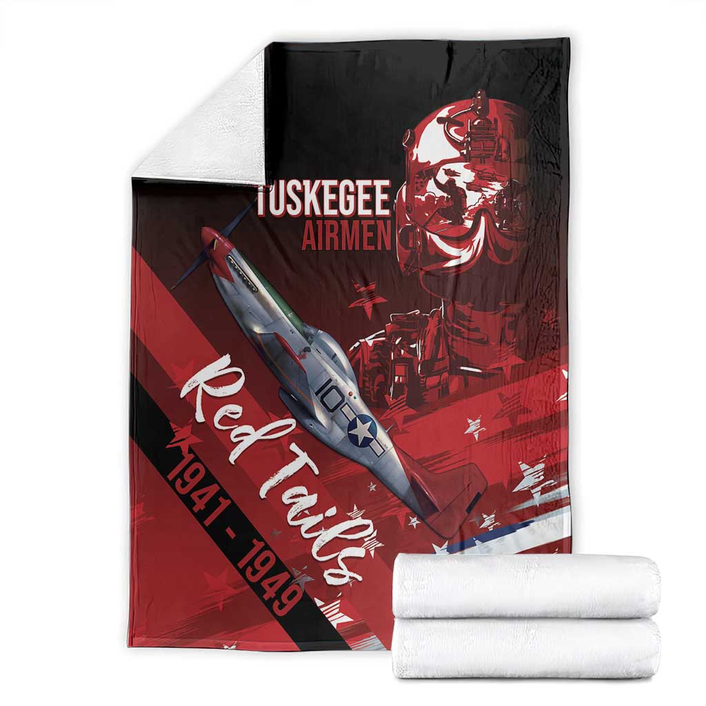 Tuskegee Airmen Red Tails Blanket Straighten Up and Fly Right - Black Red - Wonder Print Shop