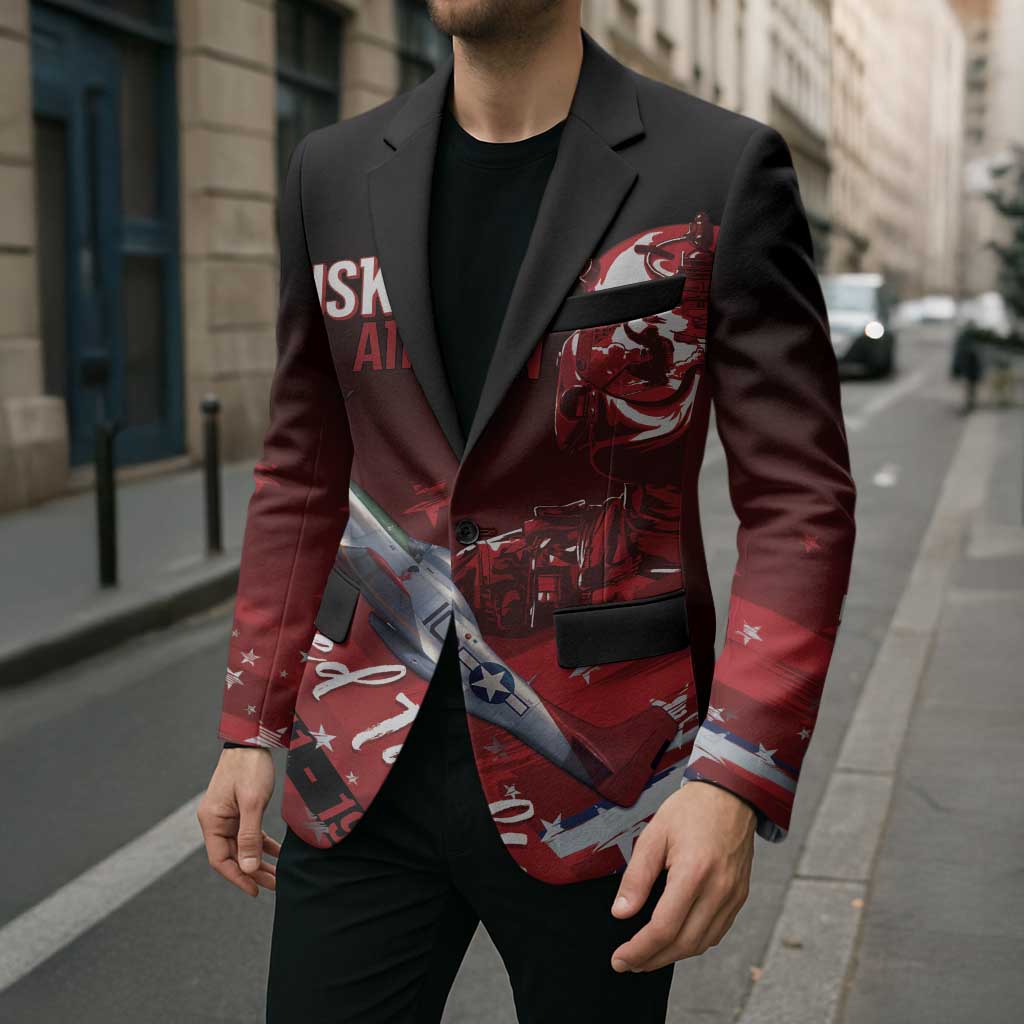 Tuskegee Airmen Red Tails Blazer Straighten Up and Fly Right - Black Red - Wonder Print Shop
