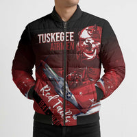 Tuskegee Airmen Red Tails Bomber Puffer Jacket Straighten Up and Fly Right - Black Red - Wonder Print Shop
