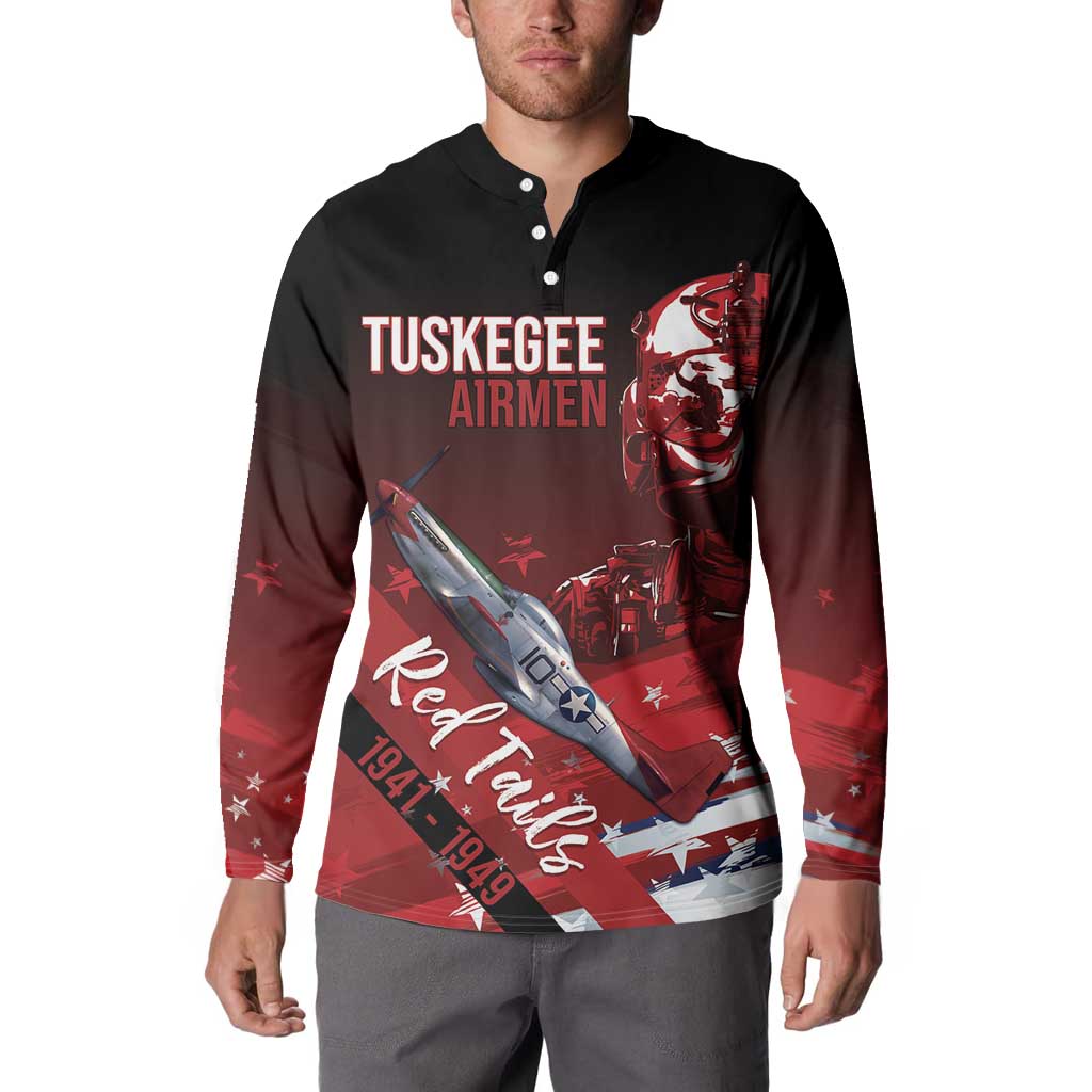 Tuskegee Airmen Red Tails Button Sweatshirt Straighten Up and Fly Right - Black Red - Wonder Print Shop