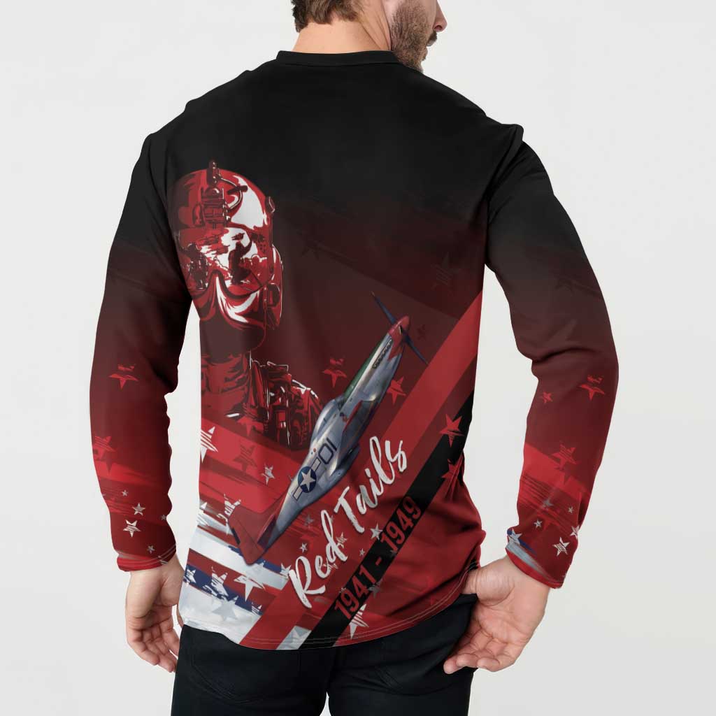 Tuskegee Airmen Red Tails Button Sweatshirt Straighten Up and Fly Right - Black Red - Wonder Print Shop