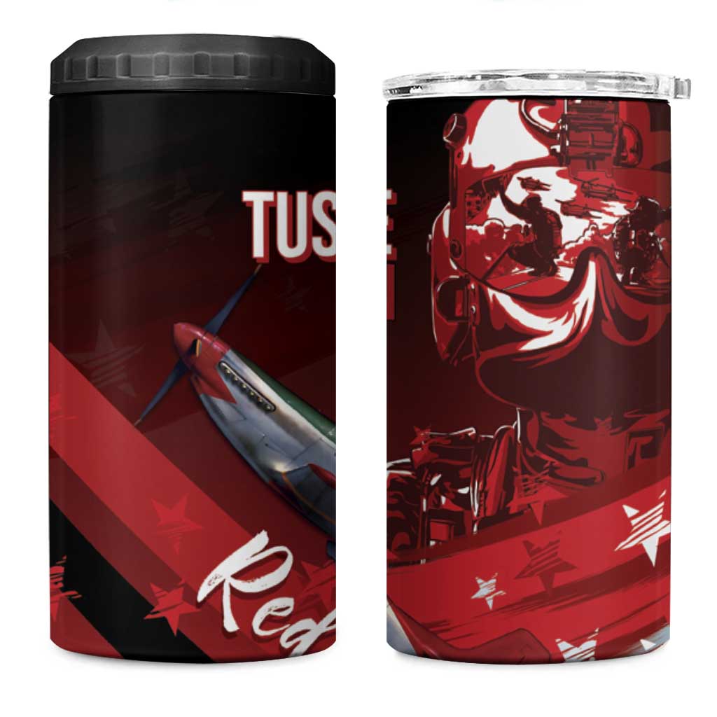 Tuskegee Airmen Red Tails 4 in 1 Can Cooler Tumbler Straighten Up and Fly Right - Black Red - Wonder Print Shop