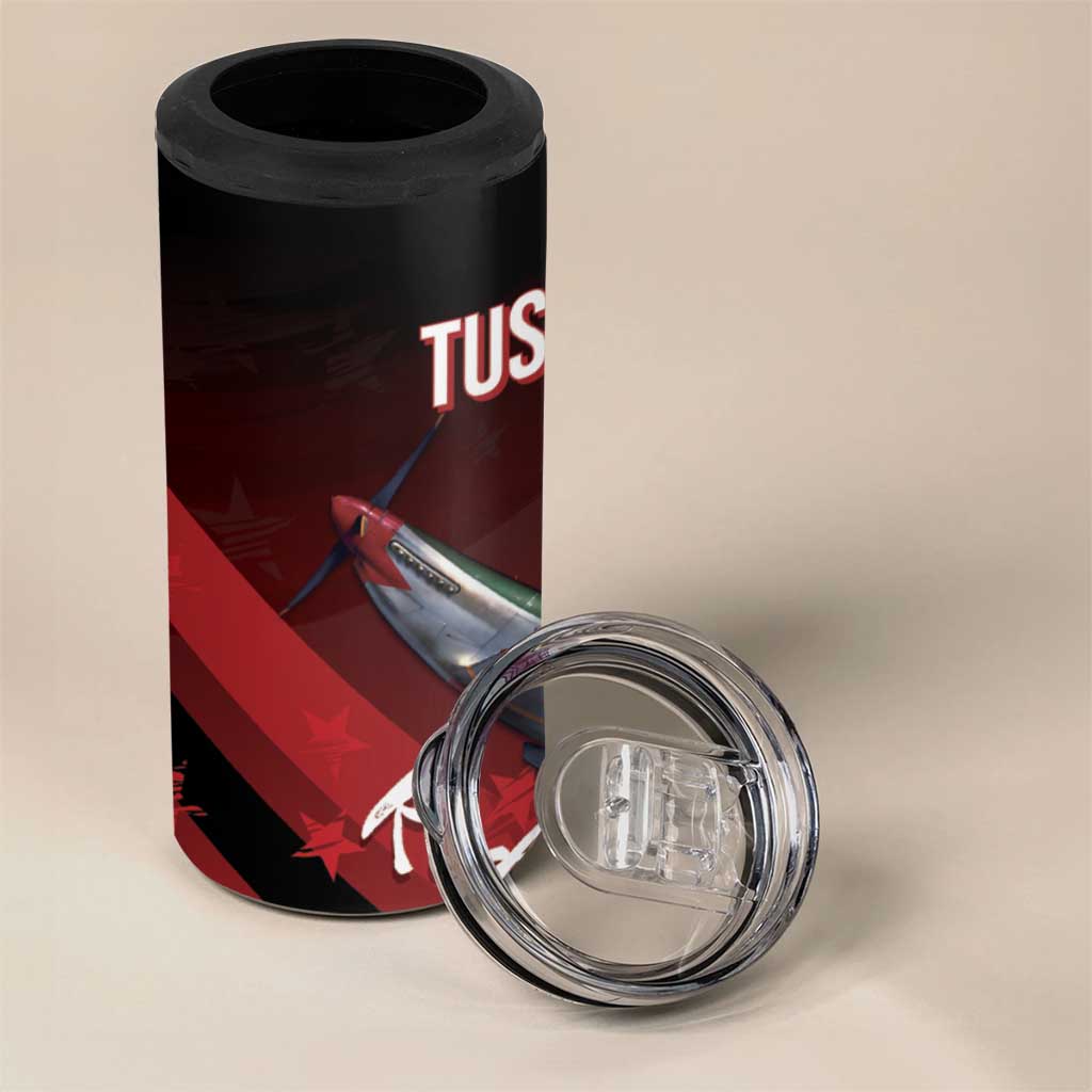 Tuskegee Airmen Red Tails 4 in 1 Can Cooler Tumbler Straighten Up and Fly Right - Black Red - Wonder Print Shop