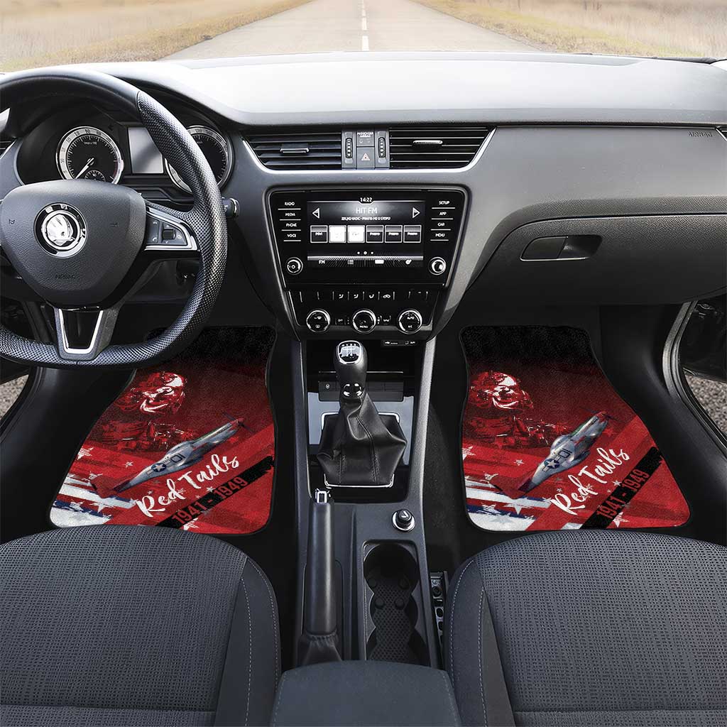 Tuskegee Airmen Red Tails Car Mats Straighten Up and Fly Right - Black Red - Wonder Print Shop