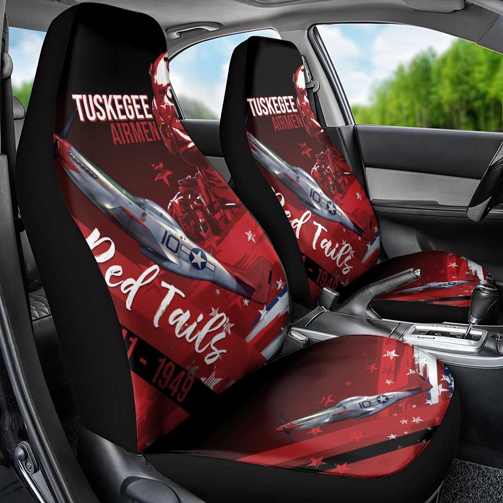 Tuskegee Airmen Red Tails Car Seat Cover Straighten Up and Fly Right - Black Red - Wonder Print Shop