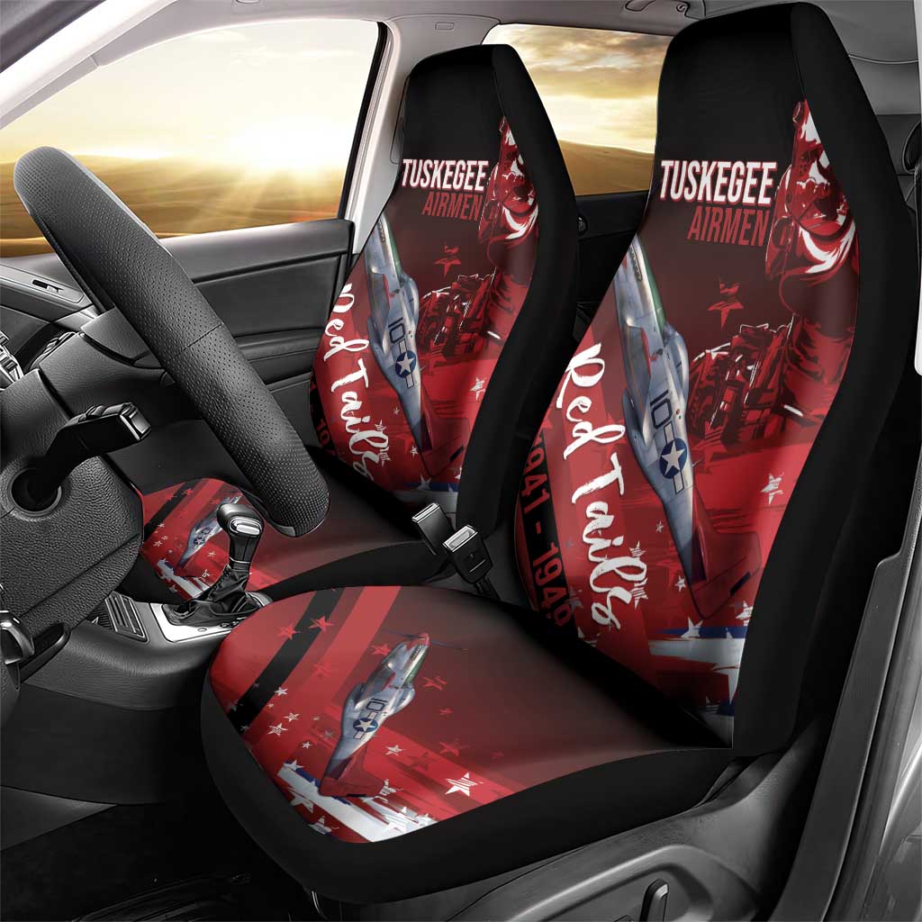 Tuskegee Airmen Red Tails Car Seat Cover Straighten Up and Fly Right - Black Red - Wonder Print Shop