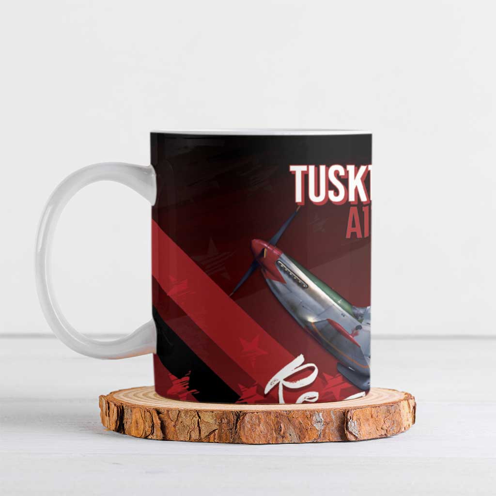 Tuskegee Airmen Red Tails Ceramic Mug Straighten Up and Fly Right - Black Red - Wonder Print Shop