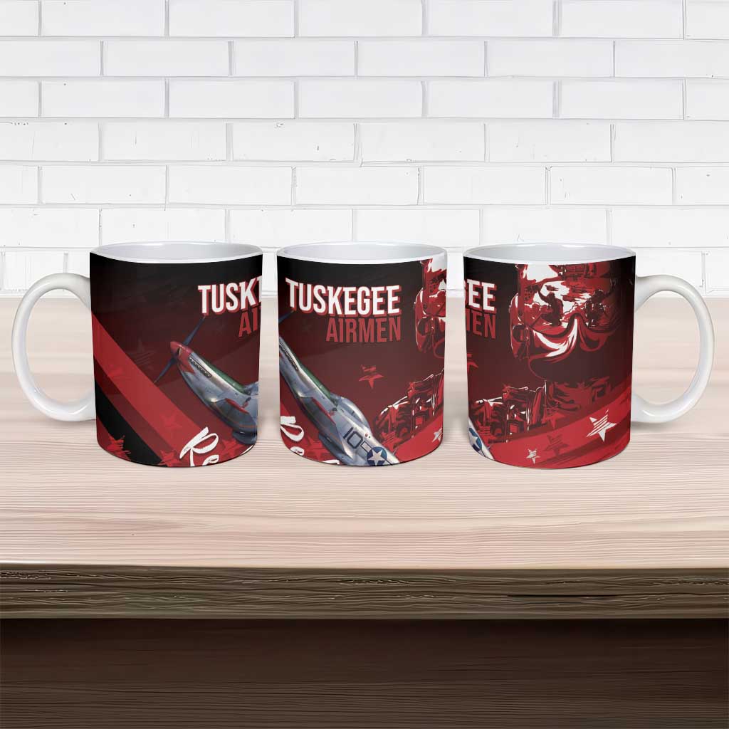 Tuskegee Airmen Red Tails Ceramic Mug Straighten Up and Fly Right - Black Red - Wonder Print Shop