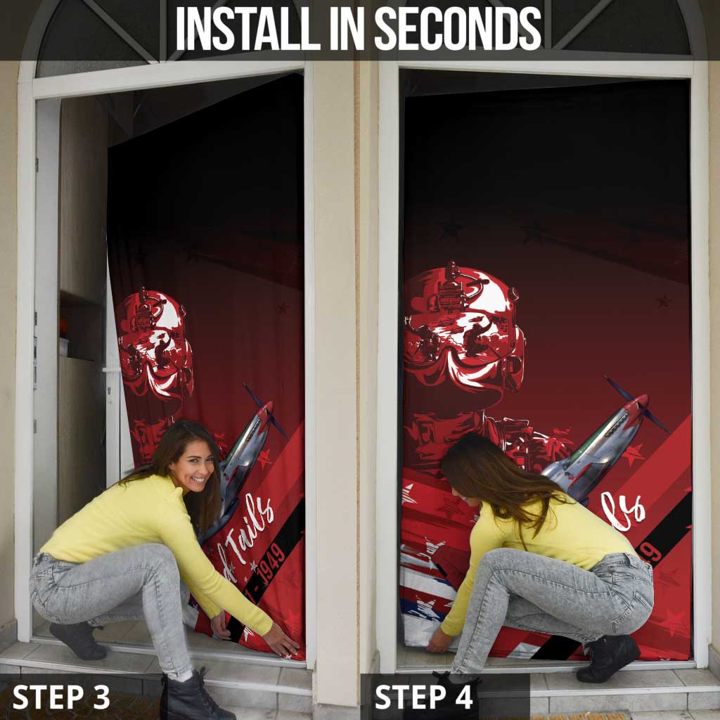 Tuskegee Airmen Red Tails Door Cover Straighten Up and Fly Right - Black Red - Wonder Print Shop