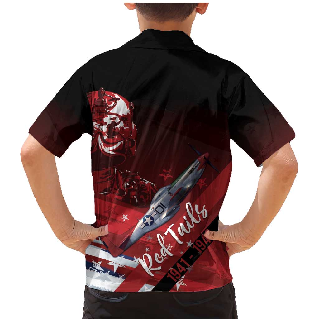 Tuskegee Airmen Red Tails Family Matching Mermaid Dress and Hawaiian Shirt Straighten Up and Fly Right - Black Red - Wonder Print Shop