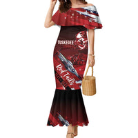 Tuskegee Airmen Red Tails Family Matching Mermaid Dress and Hawaiian Shirt Straighten Up and Fly Right - Black Red - Wonder Print Shop