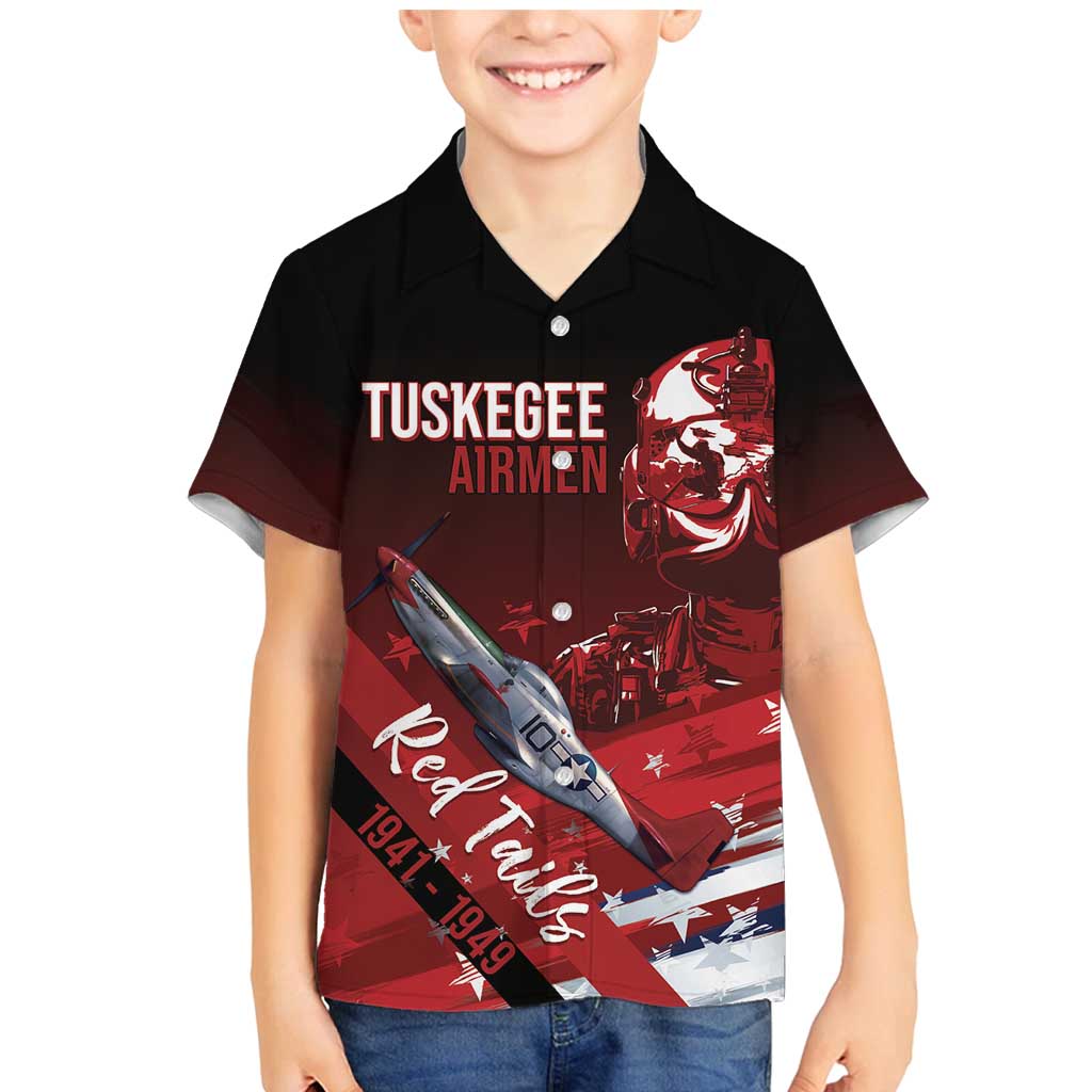 Tuskegee Airmen Red Tails Family Matching Mermaid Dress and Hawaiian Shirt Straighten Up and Fly Right - Black Red - Wonder Print Shop