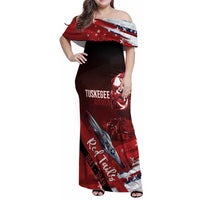 Tuskegee Airmen Red Tails Family Matching Off Shoulder Maxi Dress and Hawaiian Shirt Straighten Up and Fly Right - Black Red - Wonder Print Shop