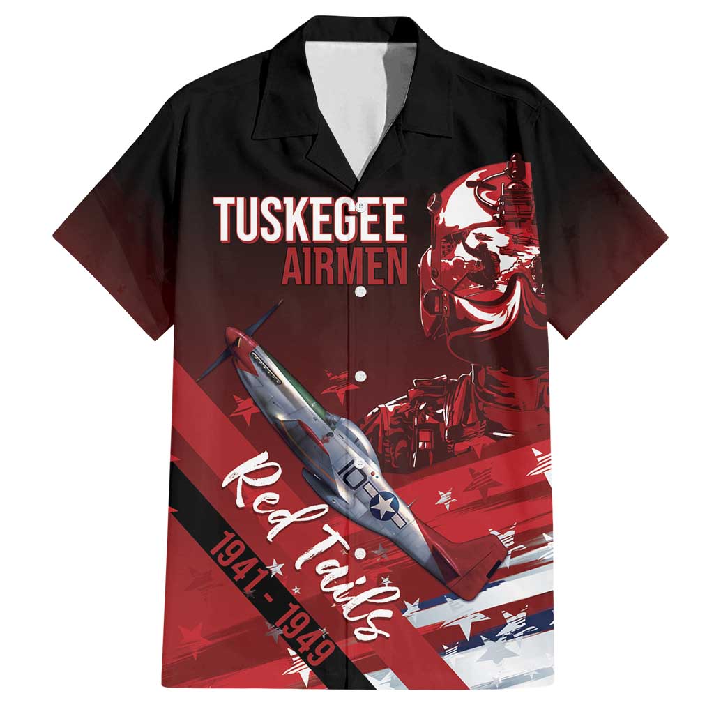 Tuskegee Airmen Red Tails Family Matching Off Shoulder Short Dress and Hawaiian Shirt Straighten Up and Fly Right - Black Red - Wonder Print Shop