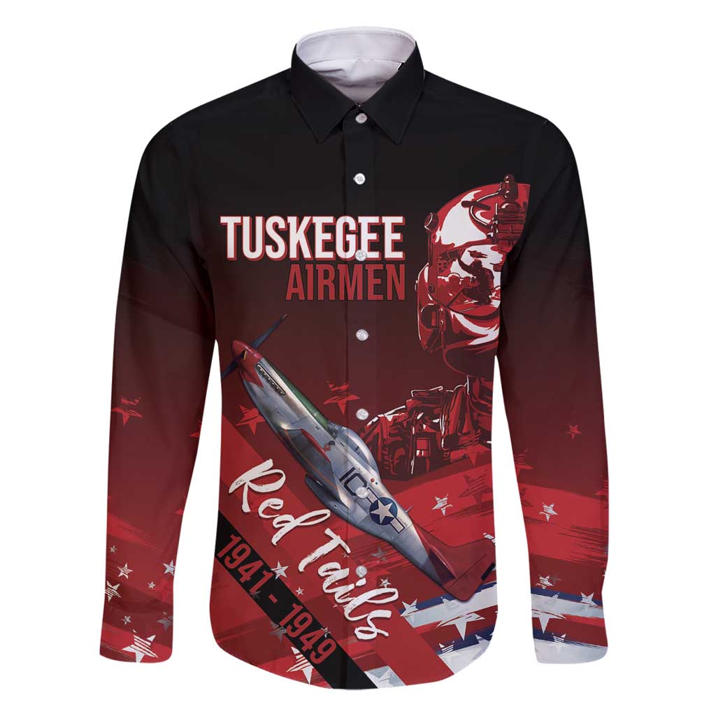 Tuskegee Airmen Red Tails Family Matching Off Shoulder Short Dress and Hawaiian Shirt Straighten Up and Fly Right - Black Red - Wonder Print Shop