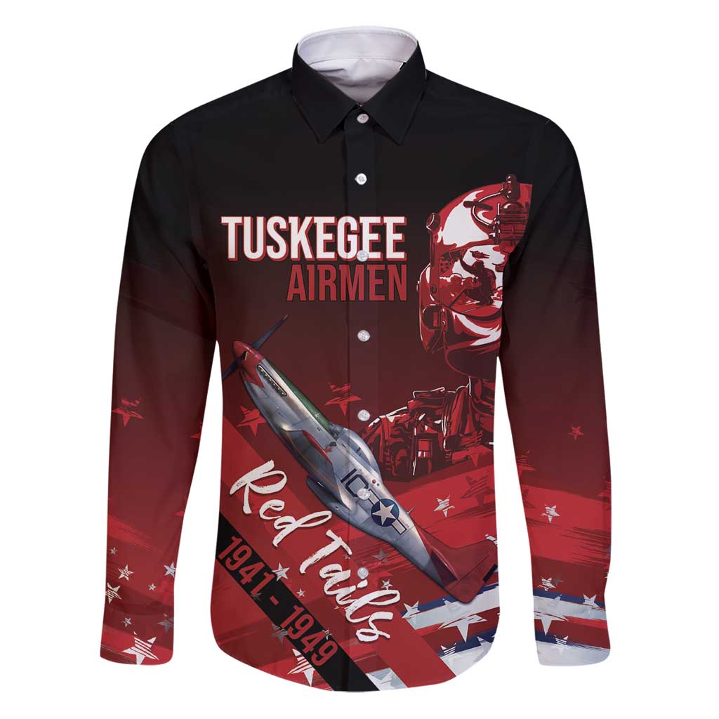 Tuskegee Airmen Red Tails Family Matching Puletasi and Hawaiian Shirt Straighten Up and Fly Right - Black Red - Wonder Print Shop