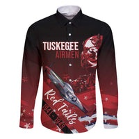 Tuskegee Airmen Red Tails Family Matching Puletasi and Hawaiian Shirt Straighten Up and Fly Right - Black Red - Wonder Print Shop