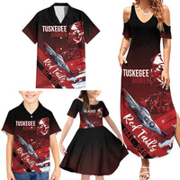 Tuskegee Airmen Red Tails Family Matching Summer Maxi Dress and Hawaiian Shirt Straighten Up and Fly Right - Black Red - Wonder Print Shop