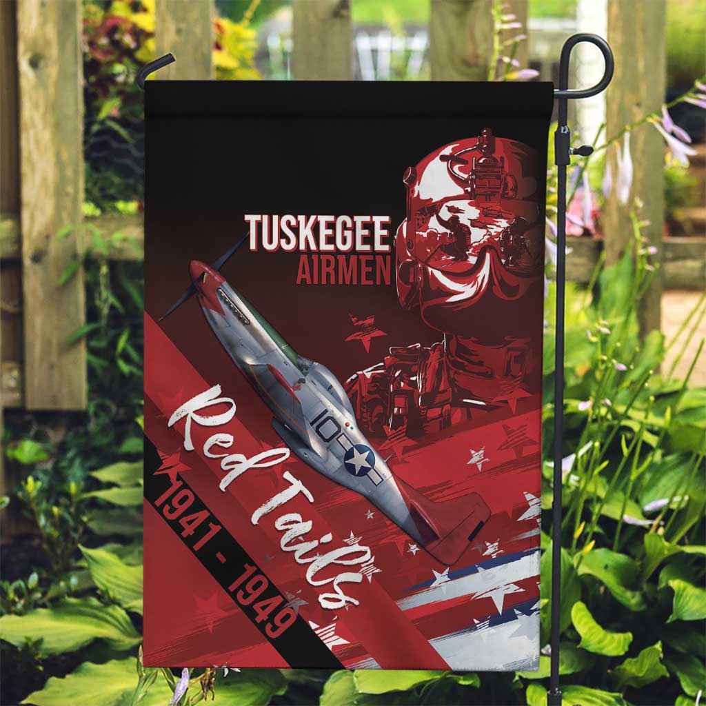Tuskegee Airmen Red Tails Garden Flag Straighten Up and Fly Right - Black Red - Wonder Print Shop