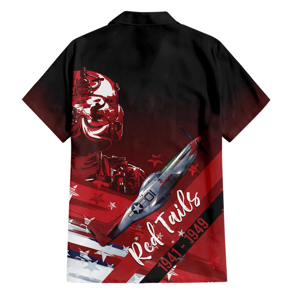 Tuskegee Airmen Red Tails Hawaiian Shirt Straighten Up and Fly Right - Black Red - Wonder Print Shop