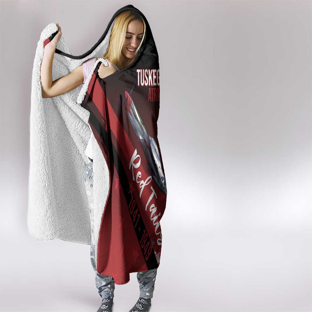 Tuskegee Airmen Red Tails Hooded Blanket Straighten Up and Fly Right - Black Red - Wonder Print Shop