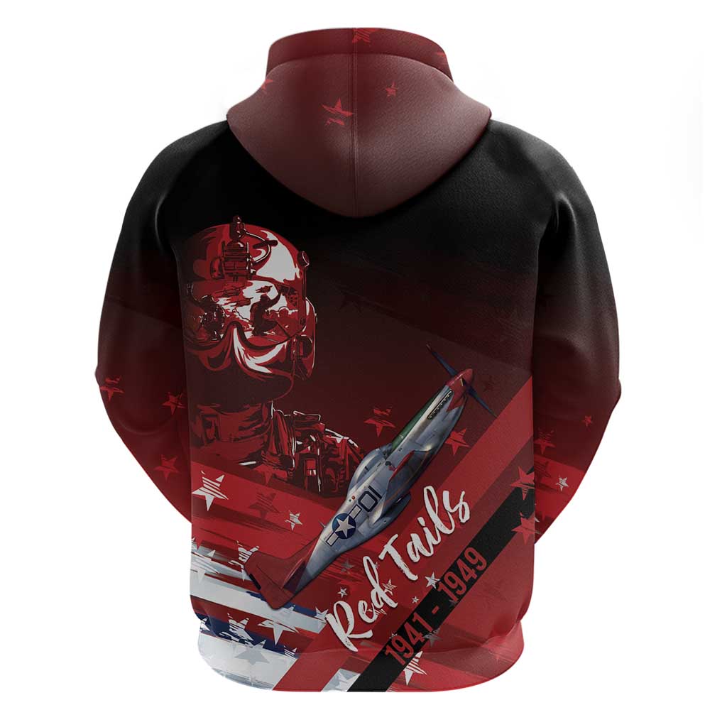 Tuskegee Airmen Red Tails Hoodie Straighten Up and Fly Right - Black Red - Wonder Print Shop