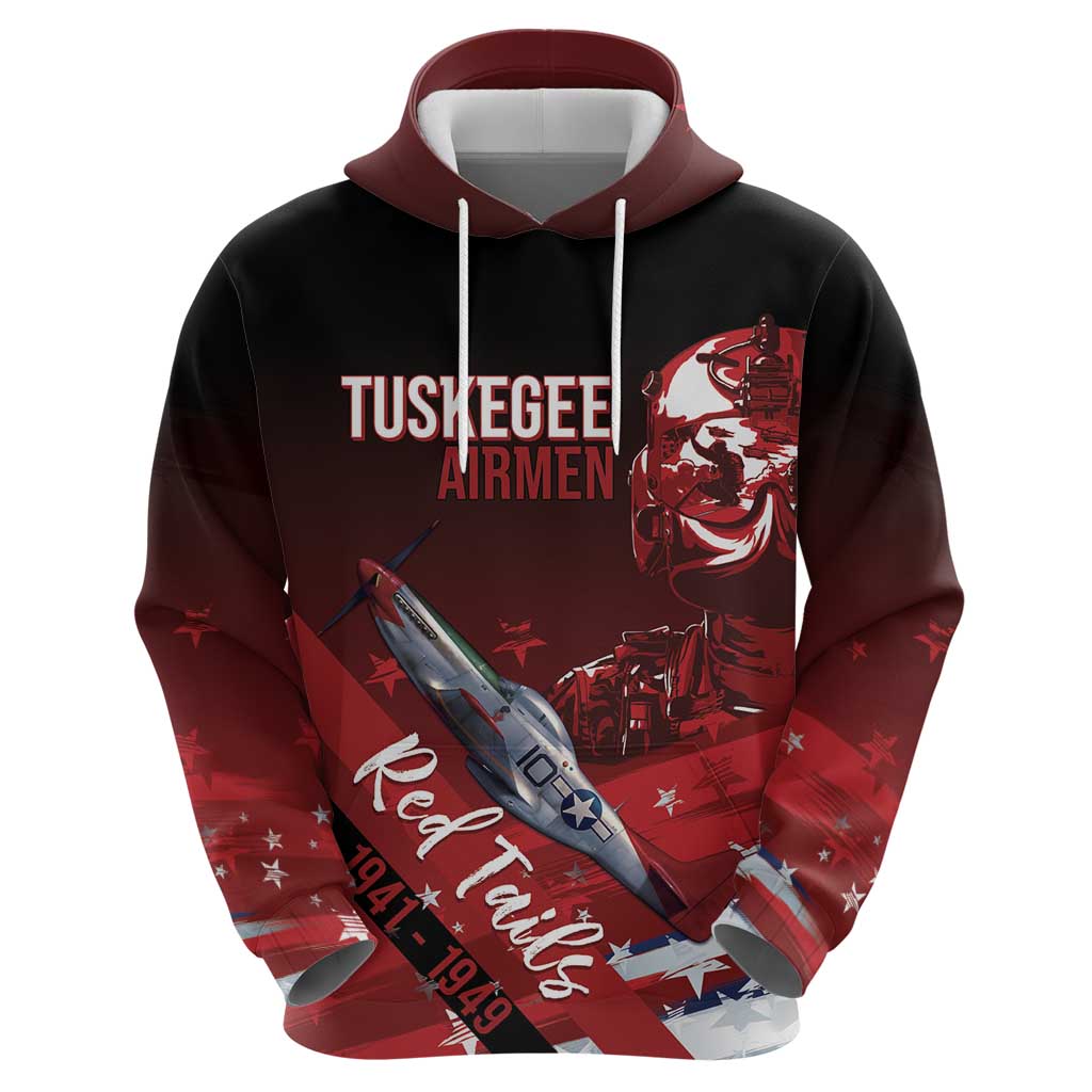 Tuskegee Airmen Red Tails Hoodie Straighten Up and Fly Right - Black Red - Wonder Print Shop