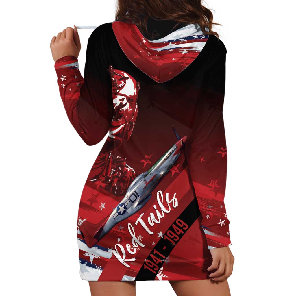 Tuskegee Airmen Red Tails Hoodie Dress Straighten Up and Fly Right - Black Red - Wonder Print Shop