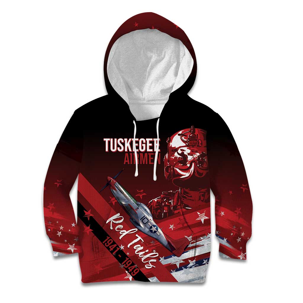 Tuskegee Airmen Red Tails Kid Hoodie Straighten Up and Fly Right - Black Red - Wonder Print Shop