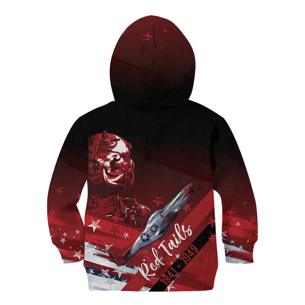 Tuskegee Airmen Red Tails Kid Hoodie Straighten Up and Fly Right - Black Red - Wonder Print Shop