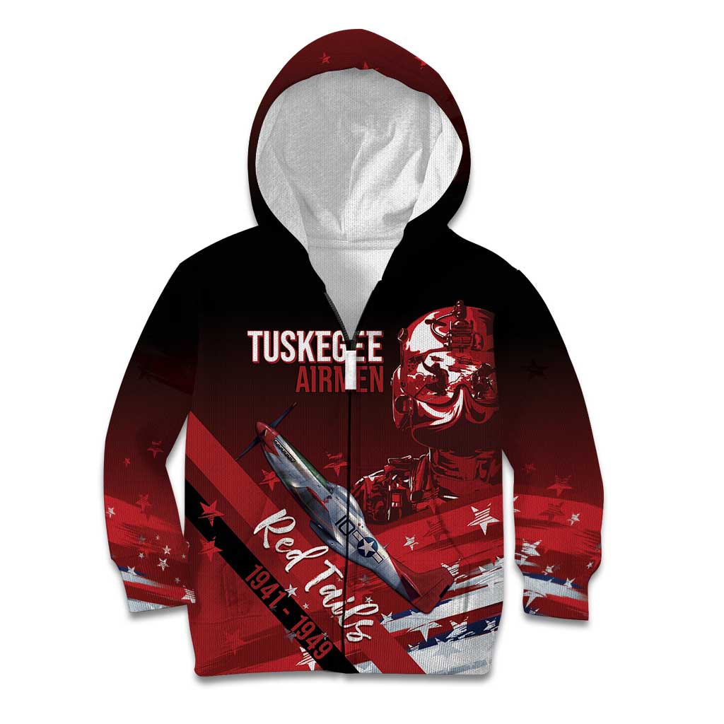 Tuskegee Airmen Red Tails Kid Hoodie Straighten Up and Fly Right - Black Red - Wonder Print Shop