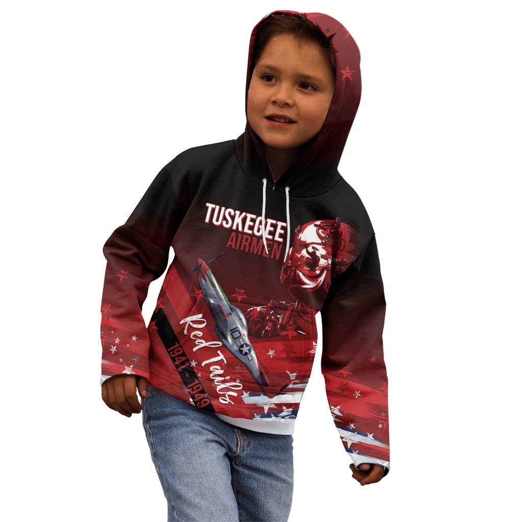 Tuskegee Airmen Red Tails Kid Hoodie Straighten Up and Fly Right - Black Red - Wonder Print Shop