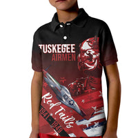 Tuskegee Airmen Red Tails Kid Polo Shirt Straighten Up and Fly Right - Black Red - Wonder Print Shop