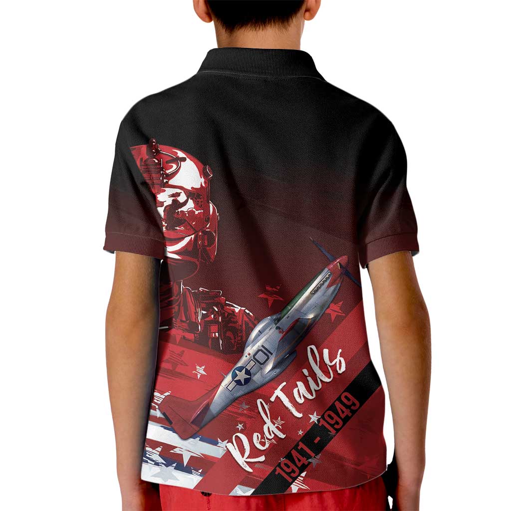Tuskegee Airmen Red Tails Kid Polo Shirt Straighten Up and Fly Right - Black Red - Wonder Print Shop