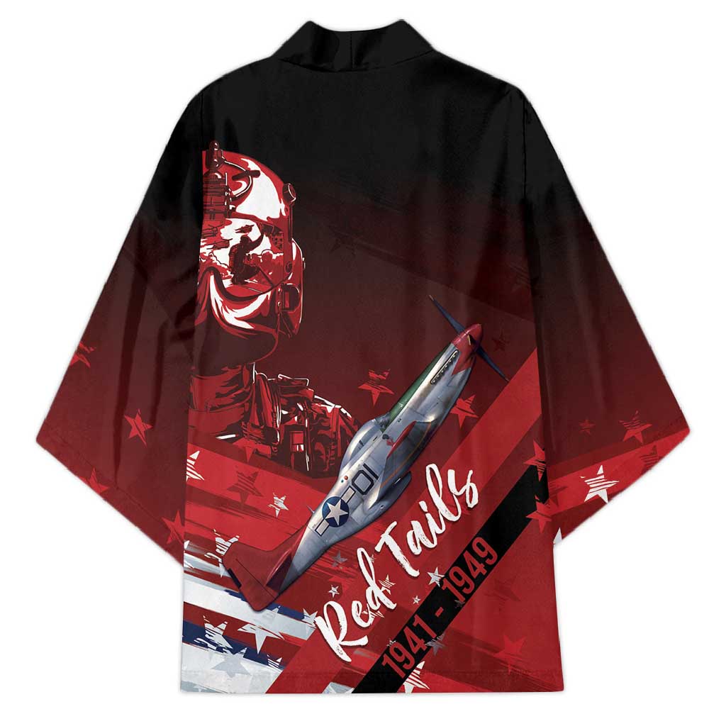 Tuskegee Airmen Red Tails Kimono Straighten Up and Fly Right - Black Red - Wonder Print Shop