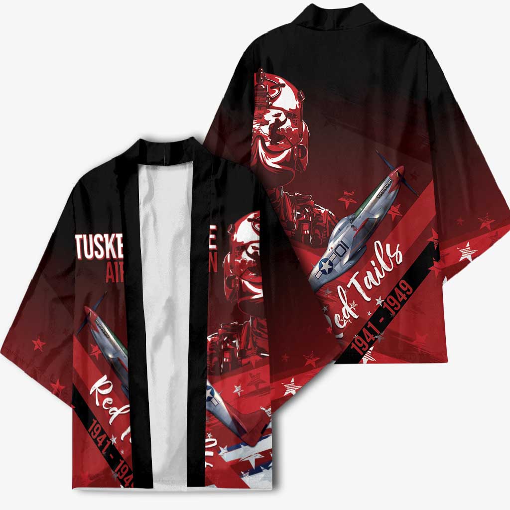Tuskegee Airmen Red Tails Kimono Straighten Up and Fly Right - Black Red - Wonder Print Shop