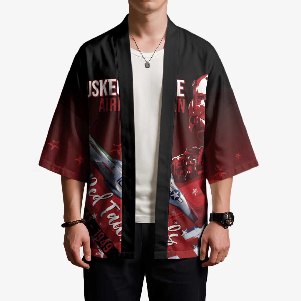 Tuskegee Airmen Red Tails Kimono Straighten Up and Fly Right - Black Red - Wonder Print Shop